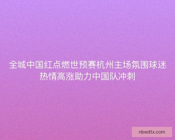 全城中国红点燃世预赛杭州主场氛围球迷热情高涨助力中国队冲刺